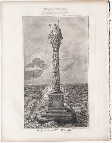original gilray print Britannia Victorious –  The Design for the Naval Pillar